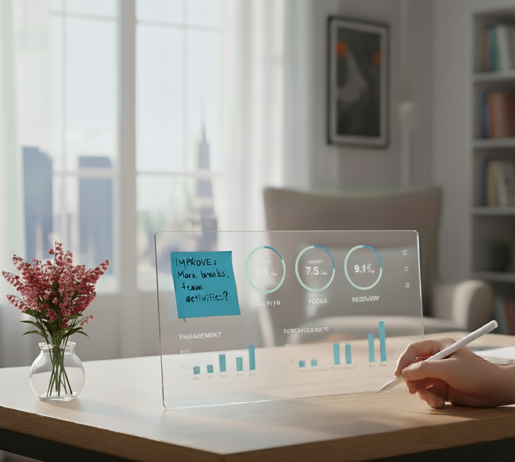 Record: Monthly well-being KPI dashboard